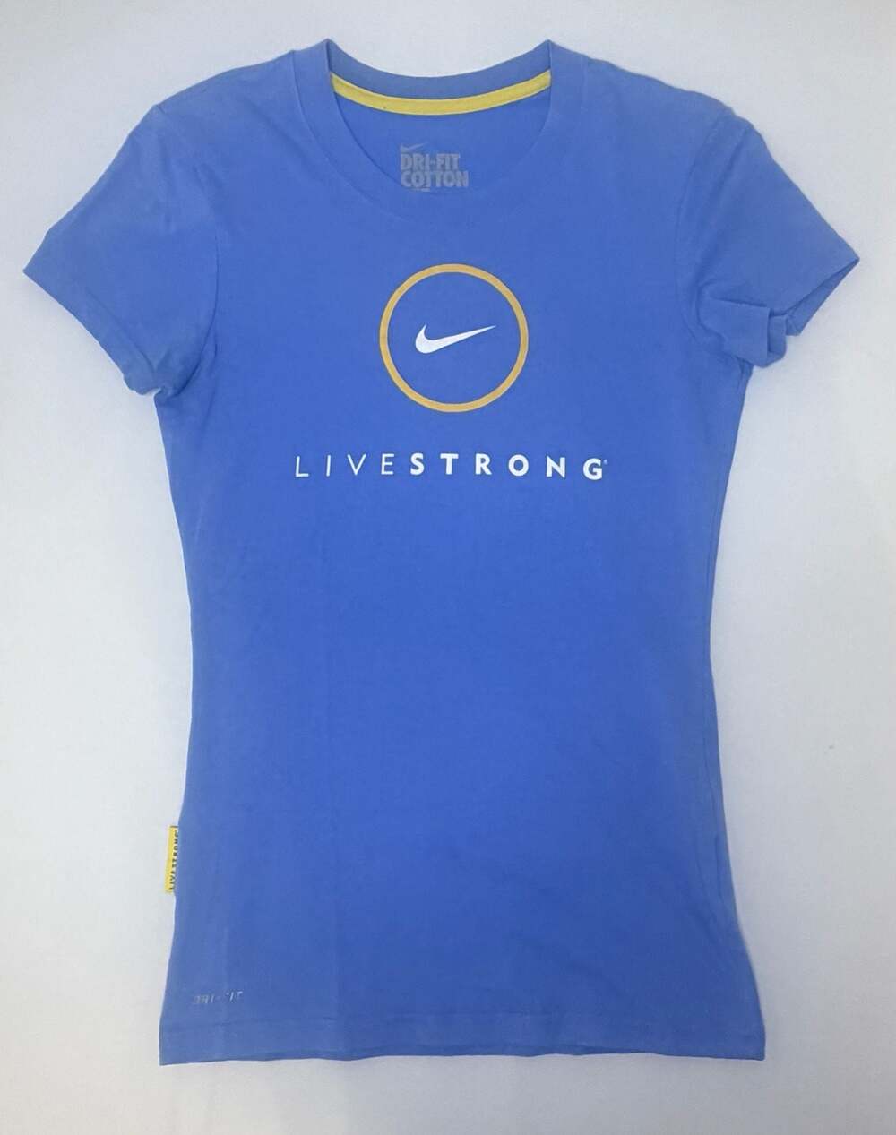 Nike Livestrong Dri-Fit Cotton Graphic T-Shirt Women's Size XS Blue